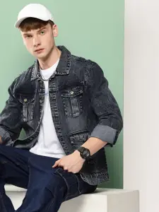 VOXATI Men Washed Denim Jacket