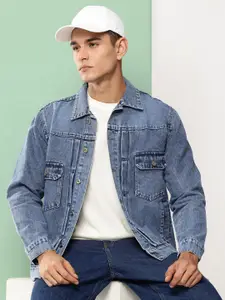 VOXATI Men Washed Denim Jacket