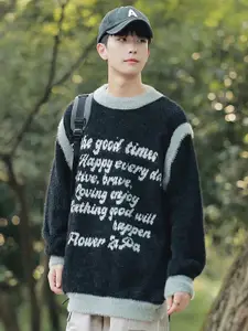 StyleCast x Revolte Men Boucle Printed Longline Pullover