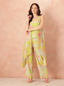 all about you Floral Print Cami Top with Palazzos & Longline Shrug