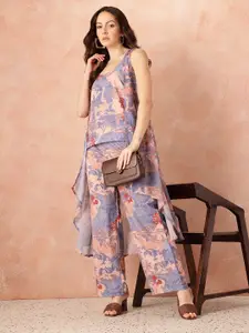 all about you Floral Print Cami Top with Palazzos & Longline Shrug