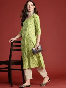 Indo Era Women Floral Printed Pure Cotton Kurta