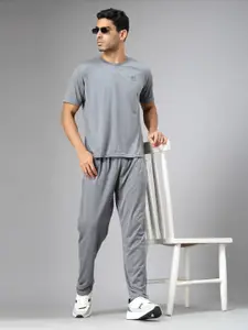 HRX by Hrithik Roshan Men Solid T-Shirt With Trousers Co-ords Set