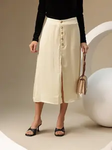 Chemistry Women Solid A-Line Skirt with Front Slit