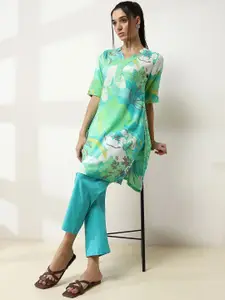 Rangriti Floral Printed V-Neck Straight Kurtas