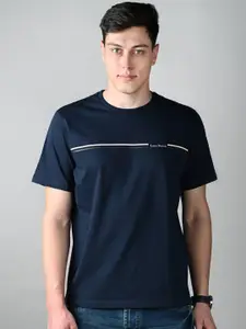 LOUIS STITCH Men Striped Round Neck Cotton T-shirt