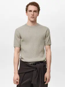 MANGO MAN Cable Knit Pure Cotton Knitted T-shirt
