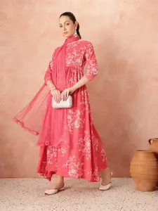 all about you Floral Printed Cotton Ethnic Dress With Dupatta