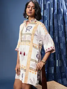 Taavi Sanganeri Ethnic Motifs Printed A-Line Ethnic Dress