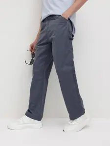 The Roadster Life Co. Men Pure Cotton Straight Fit Trousers
