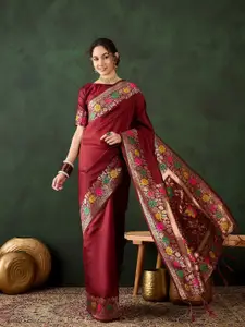 DEVATITHI Maroon Poly Silk Saree