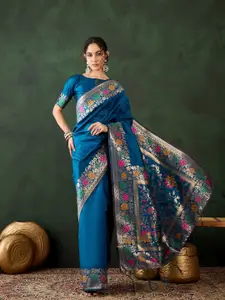 DEVATITHI Teal Poly Silk Saree