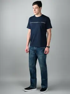 LOUIS STITCH Men Striped Round Neck Cotton T-shirt