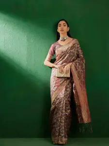 DEVATITHI Grey Banarasi Silk Saree
