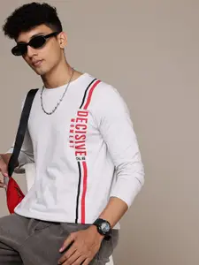 Moda Rapido Men Typography Printed T-shirt with Striped Detail