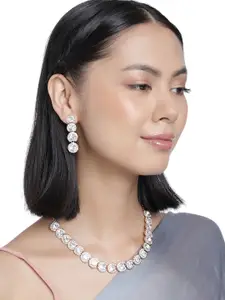 Anouk Rose Gold-Plated American Diamond Studded Necklace And Earrings