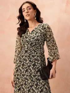 all about you Floral Print Twisted V-Neck A-Line Dress