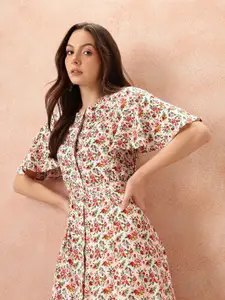 all about you Floral Print A-Line Midi Dress with Belt