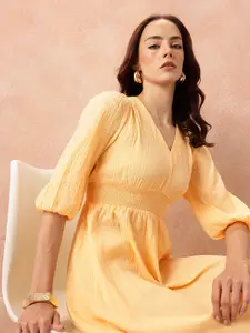 all about you Crinkled Smocked A-Line Dress