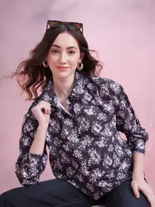 DressBerry Floral Print Spread Collar Casual Shirt