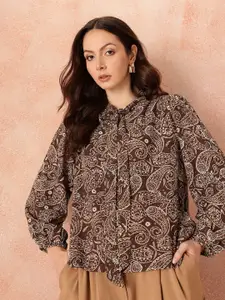 all about you Printed Tie-Up Neck Top