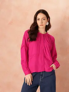 all about you Pin Tucks Raglan Sleeves Casual Shirt