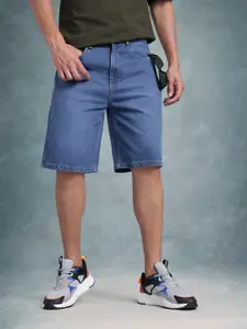 The Roadster Life Co. Men Contrast Stitch Mid-Rise Relaxed Fit Jorts