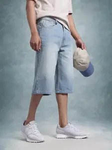 The Roadster Life Co. Men Mid-Rise Washed Effect Pure Cotton Relaxed Fit Jorts