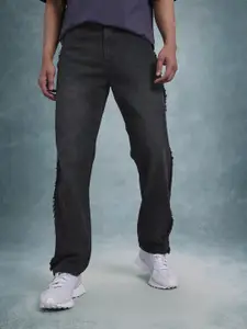 The Roadster Life Co. Men Mid-Rise Pure Cotton Light Fade Frayed Detail Straight Fit Jeans