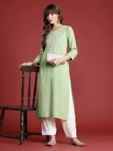 Indo Era Floral Embroidered Thread Work Kurta