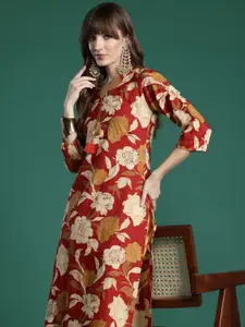 Indo Era Floral Printed Pure Cotton Kurta