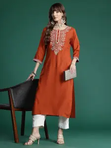 Indo Era Floral Embroidered Thread Work Kurta