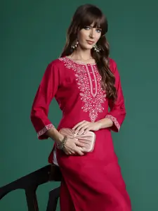Indo Era Floral Embroidered Thread Work Kurta