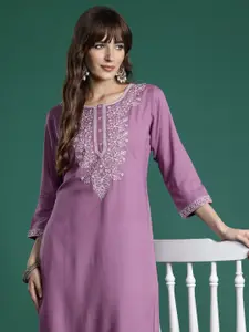 Indo Era Floral Embroidered Thread Work Kurta