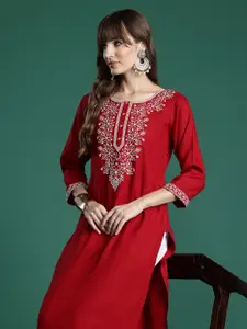 Indo Era Floral Embroidered Thread Work Kurta