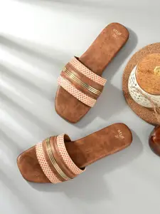 Styli Women Embellished Open Toe Flats