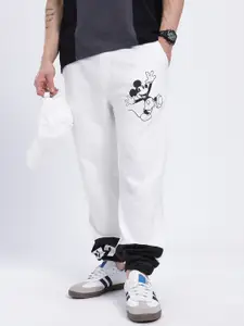 glitchez Men Mickey Mouse Colourblocked Detail Relaxed Joggers