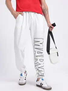 Marvel by Glitchez Men Marvel Typography Print Mid-Rise Relaxed Fit Pure Cotton Joggers