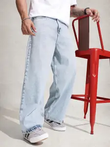 WROGN Men Baggy Mid-Rise Heavy Fade Pure Cotton Jeans