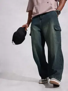 WROGN Men Pure Cotton Baggy Fit Cargo Light Fade Jeans