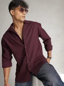 WROGN Textured Drop-Shoulder Sleeves Oversized Casual Shirt