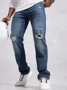 WROGN Men Anti Fit Low Distress Light Fade Stretchable Jeans