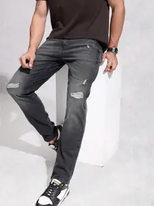 WROGN Men Anti Fit Low Distress Light Fade Stretchable Jeans