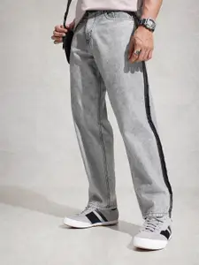 WROGN Men Loose Relaxed Fit Mid-Rise Heavy Fade Pure Cotton Jeans