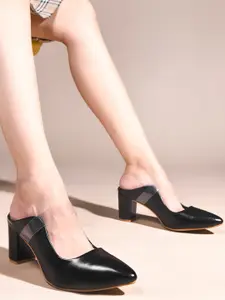 TRYME Women Pointed Toe Block Heel Mules