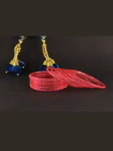 LAVAZZA Set Of 12 Textured Crystal Studded Bangles