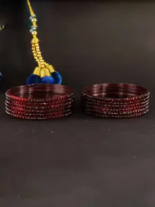 LAVAZZA Set Of 12 Textured Crystal Studded Bangles