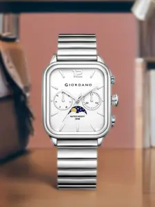 GIORDANO Men Embellished Dial & Stainless Steel Bracelet Style Straps Analogue Watch GZ-50117-22