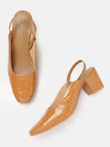 Allen Solly Animal Skin Textured Block Heel Pumps