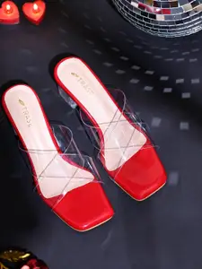 TRASE Transparent Open Toe Block Heel Sandals